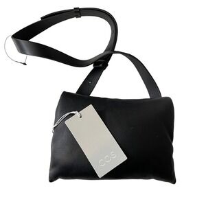 COS Handbag Black NEW w/ Tags Puffy Bi Fold 7 x 5 Adjustable Strap